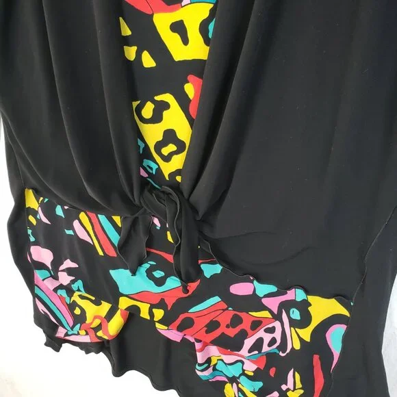 Eva Varro Tunic Top Abstract Print Colorful Art-to-Wear Tie Front size 1X Artsy - Picture 4 of 13